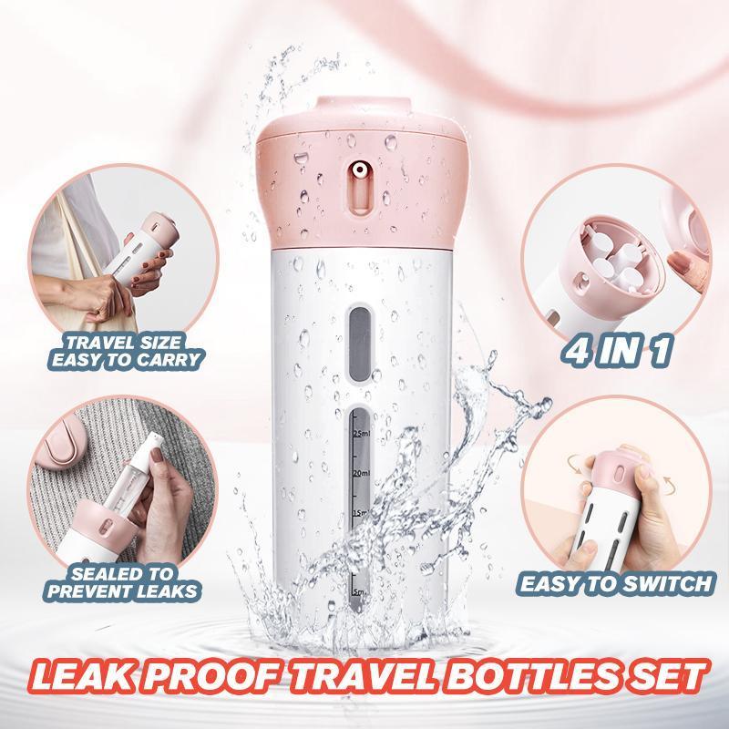 FREE SHIPPING ** 4-In-1 Organized Leak Proof Travel Size - Toiletries Refillable Travel Liquid/Lotion/Cream Container Kit