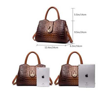 Vintage Fashion Crocodile Genuine Leather Luxury Handbags