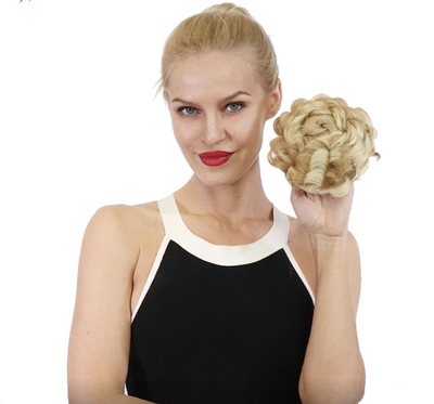 Synthetic Curly Hair Big Bun Drawstring Clip In Donuts Chignon Hair Extension
