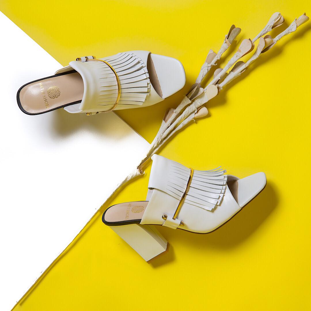METIS WHITE & GOLD MULES