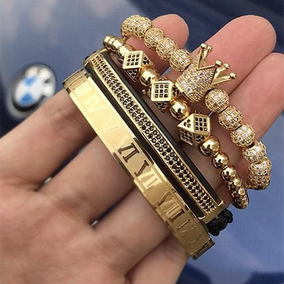Luxury Roman Royal Crown Charm Bracelet