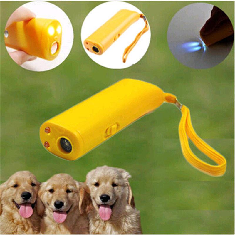 Pet Dog Repeller Anti Bark Dog Training Device 3 in 1 LED Ultrasonic Dog Stop Barking Trainer Without Battery