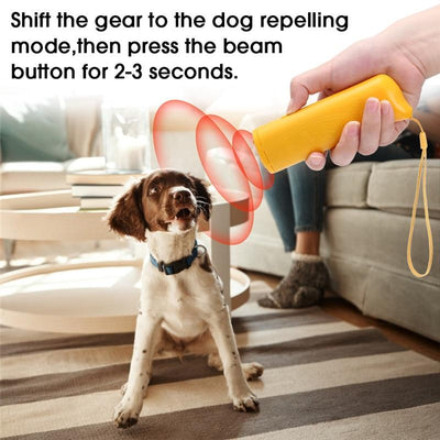 Pet Dog Repeller Anti Bark Dog Training Device 3 in 1 LED Ultrasonic Dog Stop Barking Trainer Without Battery