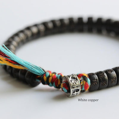 Tibetan Buddhist Hand Braided Cotton Thread Lucky Knots Bracelet Natural Coconut Shell Beads