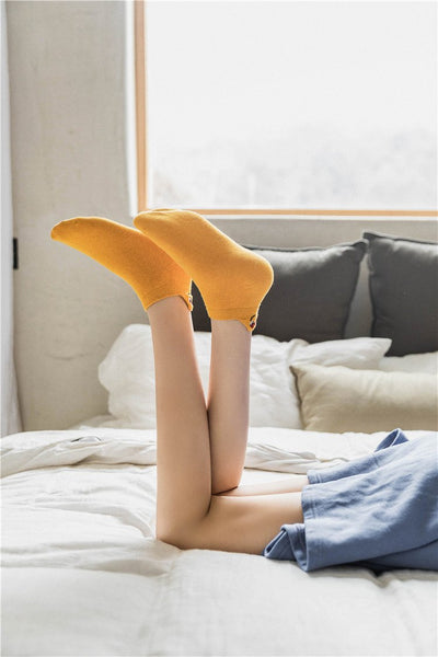 Women Socks Happy Fashion Ankle Funny Socks Women Cotton Embroidered Expression Candy Color 1 Pair