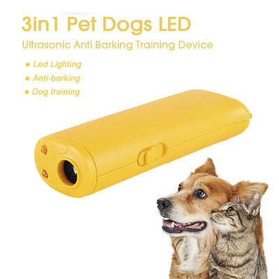 Pet Dog Repeller Anti Bark Dog Training Device 3 in 1 LED Ultrasonic Dog Stop Barking Trainer Without Battery
