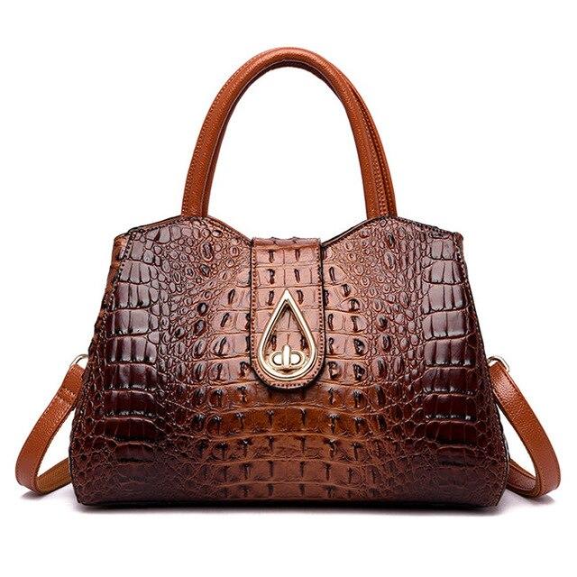 Vintage Fashion Crocodile Genuine Leather Luxury Handbags