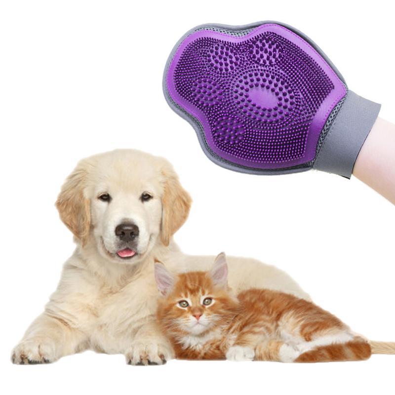 Pet Grooming Gloves Double-Sided Bathing Massage De-shedding Brush For Pets
