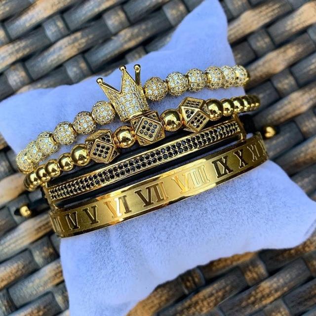 Luxury Roman Royal Crown Charm Bracelet