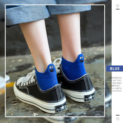 Women Socks Happy Fashion Ankle Funny Socks Women Cotton Embroidered Expression Candy Color 1 Pair