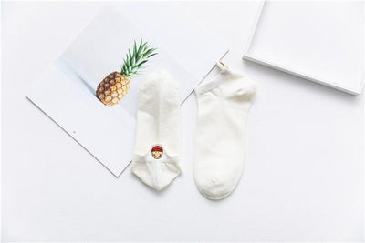 Women Socks Happy Fashion Ankle Funny Socks Women Cotton Embroidered Expression Candy Color 1 Pair