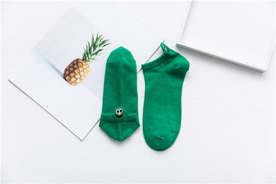 Women Socks Happy Fashion Ankle Funny Socks Women Cotton Embroidered Expression Candy Color 1 Pair
