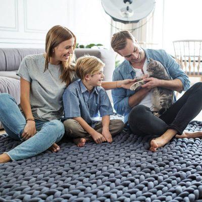 Handmade Wool Chunky Knitted Throw Blanket