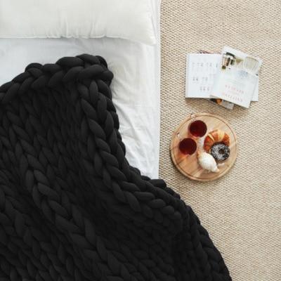 Handmade Wool Chunky Knitted Throw Blanket