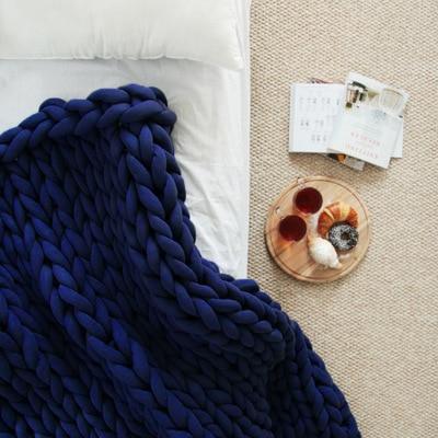 Handmade Wool Chunky Knitted Throw Blanket