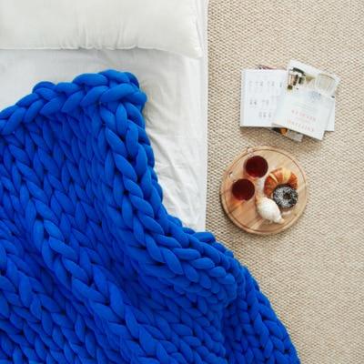 Handmade Wool Chunky Knitted Throw Blanket