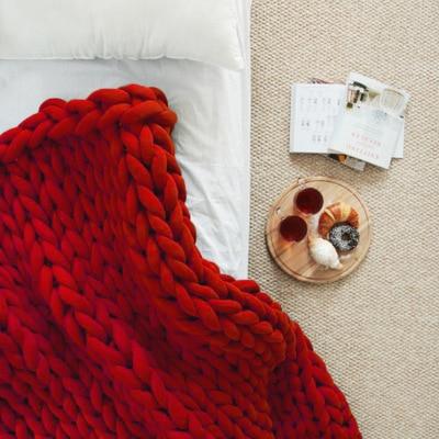 Handmade Wool Chunky Knitted Throw Blanket