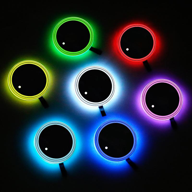 2 LED Car Logo Cup Holder