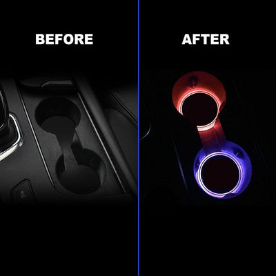 2 LED Car Logo Cup Holder