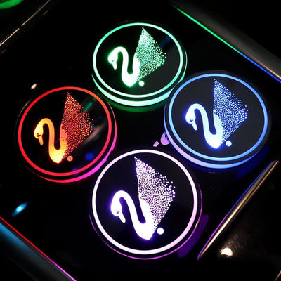 2 LED Car Logo Cup Holder