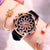 Women's Rotating Dial Watches Luxury Rhinestone Starry Sky Watch Women Rose Gold