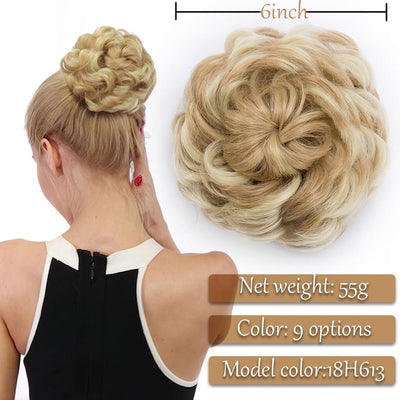 Synthetic Curly Hair Big Bun Drawstring Clip In Donuts Chignon Hair Extension