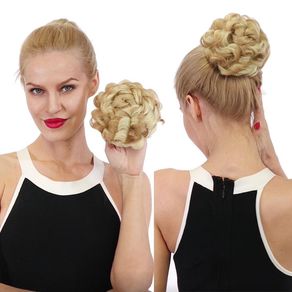 Synthetic Curly Hair Big Bun Drawstring Clip In Donuts Chignon Hair Extension