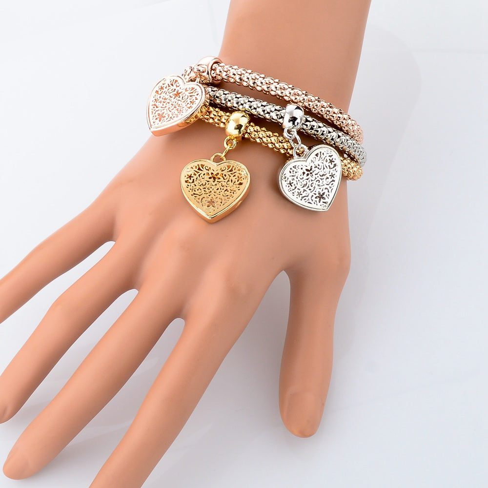 Heart Charm Bracelets With Austrian Crystals