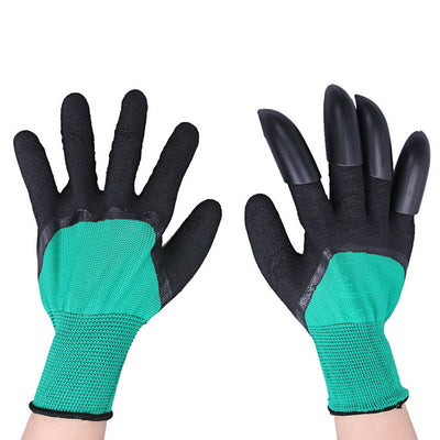 GARDEN GENIE EASY GARDENING GLOVES WITH PLASTIC CLAWS.