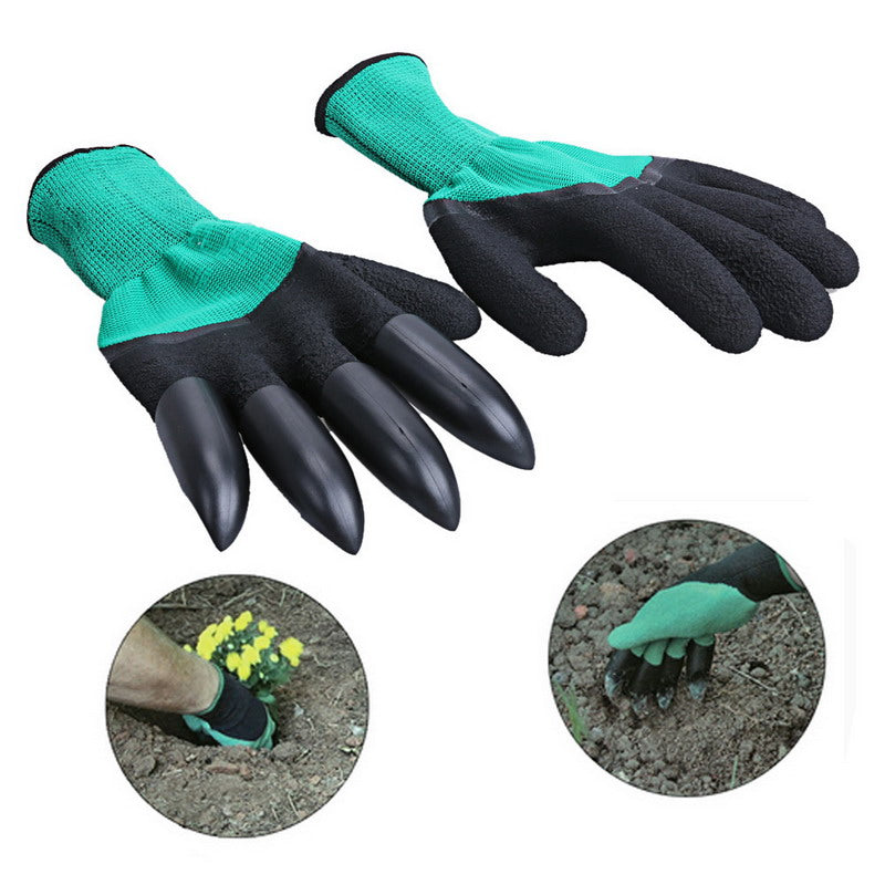 GARDEN GENIE EASY GARDENING GLOVES WITH PLASTIC CLAWS.