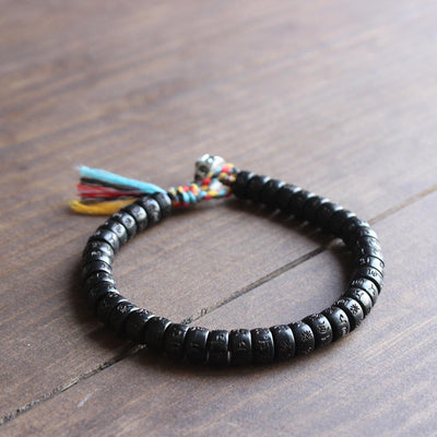 Tibetan Buddhist Hand Braided Cotton Thread Lucky Knots Bracelet Natural Coconut Shell Beads