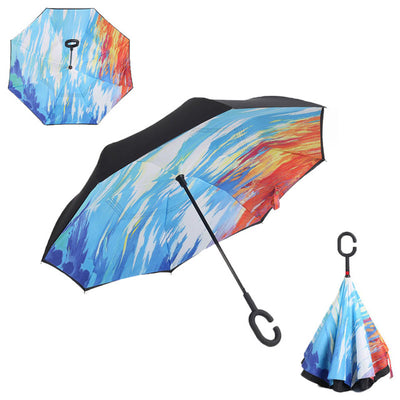 REVERSE UMBRELLA - WINDPROOF DOUBLE LAYER FOLDING UMBRELLA