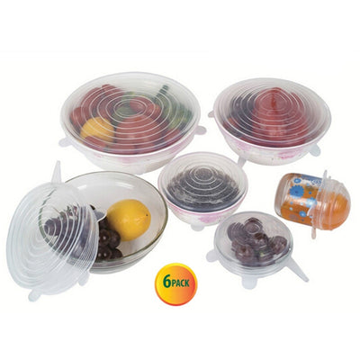 6 Pcs/Set Reusable Stretch Silicone Food Covers (FDA Approved)