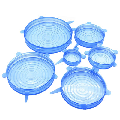 6 Pcs/Set Reusable Stretch Silicone Food Covers (FDA Approved)