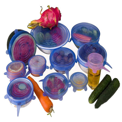 6 Pcs/Set Reusable Stretch Silicone Food Covers (FDA Approved)
