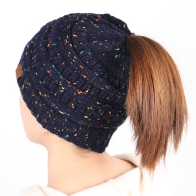 Soft Knit Ponytail Beanie - 100% Handmade