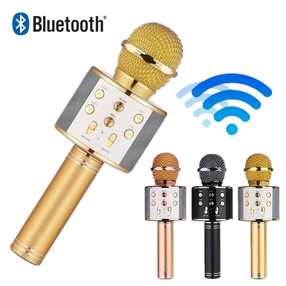 WS 858 wireless microphone professional condenser karaoke mic bluetooth stand radio mikrofon studio recording studio WS858