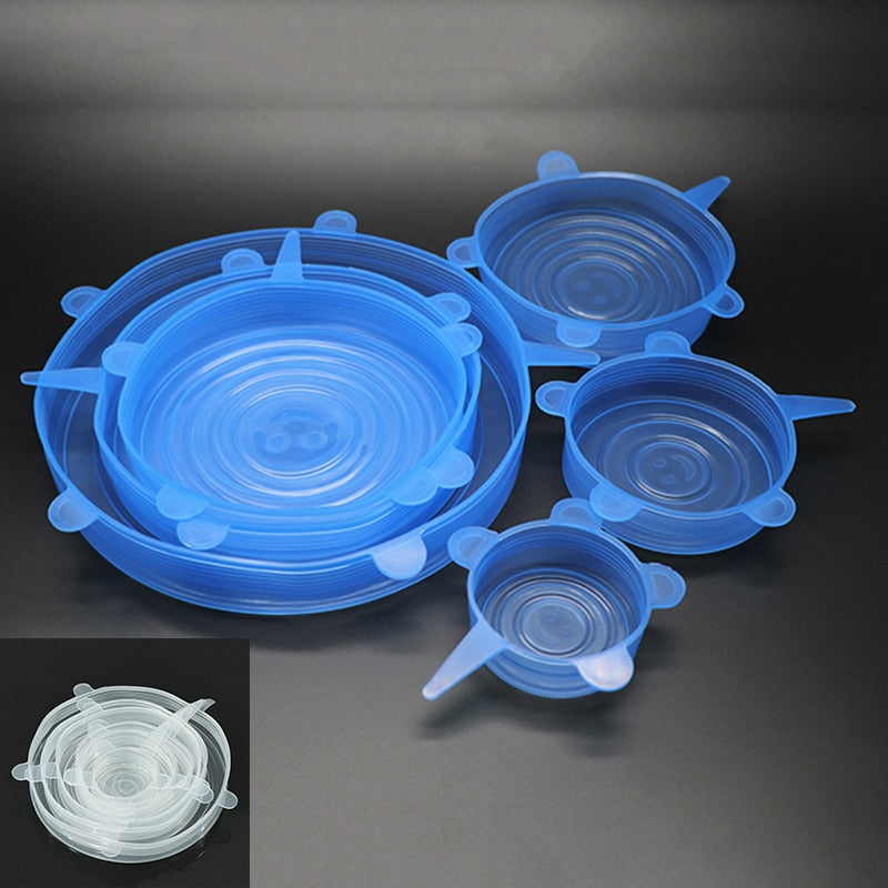 6 Pcs/Set Reusable Stretch Silicone Food Covers (FDA Approved)