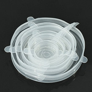 6 Pcs/Set Reusable Stretch Silicone Food Covers (FDA Approved)