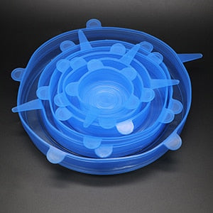 6 Pcs/Set Reusable Stretch Silicone Food Covers (FDA Approved)