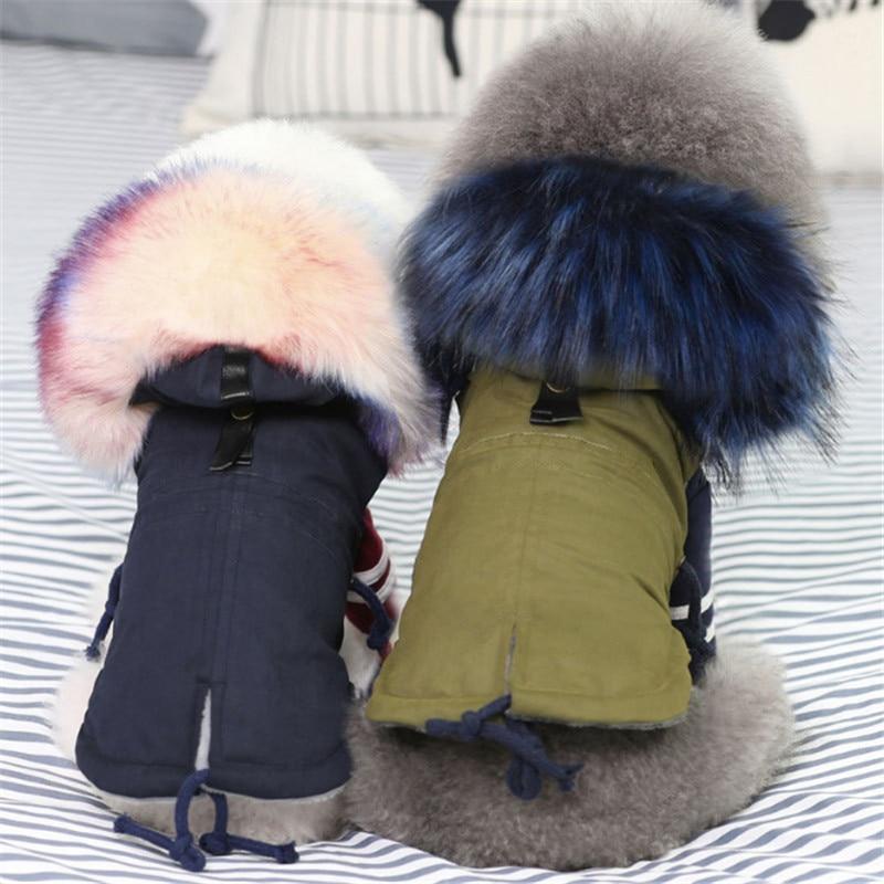 Luxury Faux Fur Collar Dog Coat - Small Dog Warm Jacket