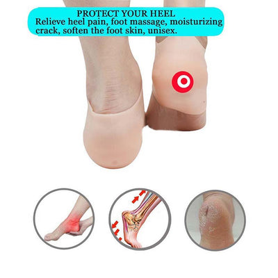 Hot Unisex Invisible Height Increase Socks Heel Pads Silicone Insoles Foot Massage