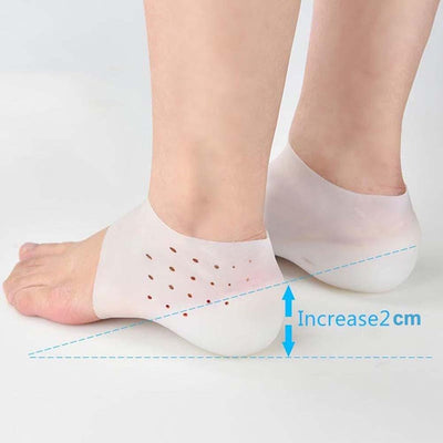 Hot Unisex Invisible Height Increase Socks Heel Pads Silicone Insoles Foot Massage